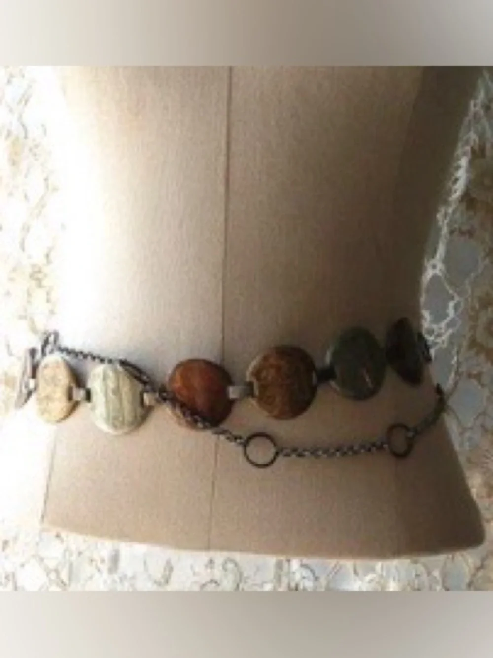 VINTAGE BOHO MINIMALIST ENAMELED & CHAIN BELT- ADJUSTABLE SIZE
